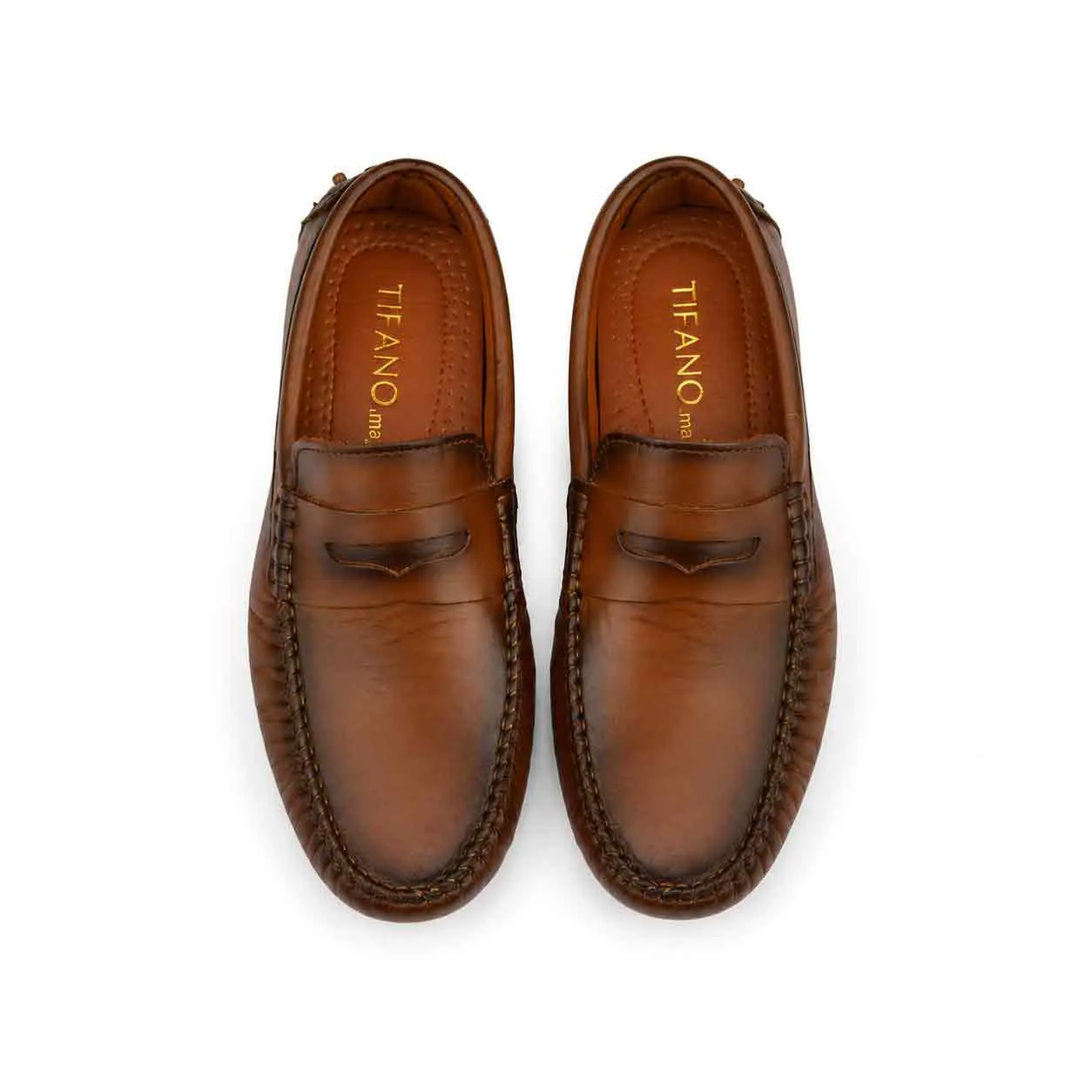 Moccasin pour homme confort 003-5 tabac cuir miniature